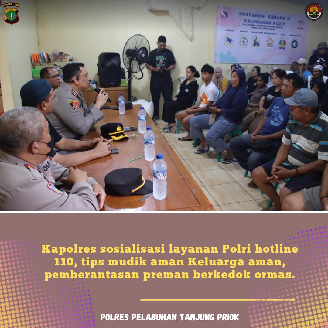 Polres Pelabuhan Tj Priok, Gelar Bakti Sosial dan Sosialisasi Hotline 110, Tips Mudik Aman Keluarga Nyaman, Berantas Preman