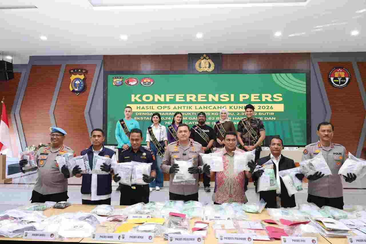 Operasi Antik LK 2026 Berakhir, Polda Riau Bongkar 435 Kasus Narkoba dan 557 Tersangka Diamankan