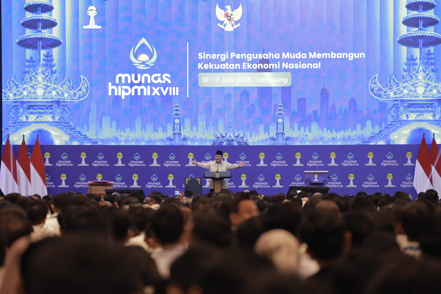 Prabowo di Munas HIPMI: Tak Ada Pertumbuhan Ekonomi Tanpa Nasionalisme