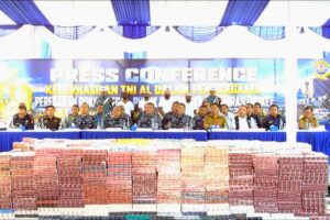 Sinergi Penegakkan Hukum TNI AL, Kodaeral III Ikuti Konferensi Pers Secara Vicon
